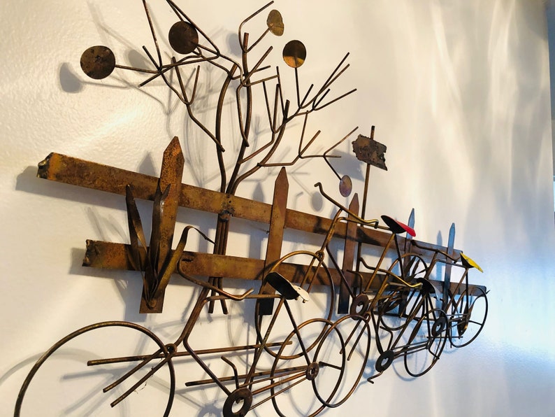 Mid Century Modern Jere Era Vintage Metal Wall Art Bicycles
