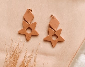 Geometric clay earrings, speckled clay earrings, coral earrings, star clay earrings, clay earrings, polymer clay earrings, sparkle earrings