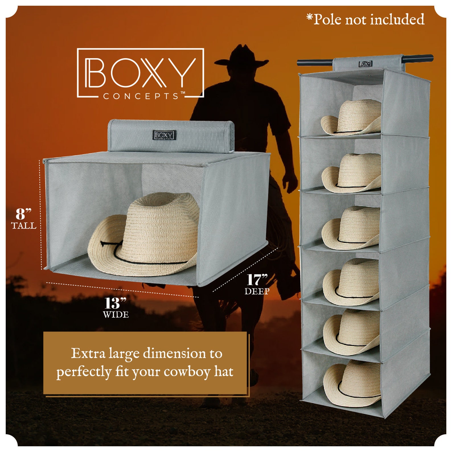 Boxy Concepts Cowboy Hat Rack for Closets 6 Shelves Closet Etsy