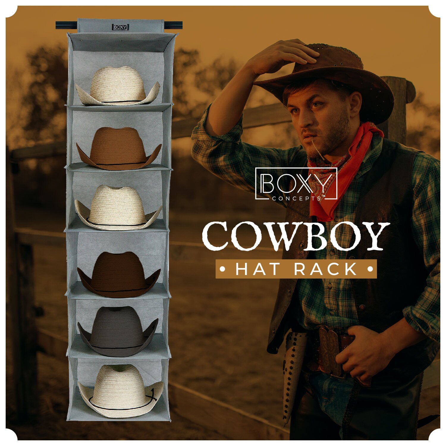 Boxy Concepts Cowboy Hat Rack for Closets 6 Shelves Closet Etsy