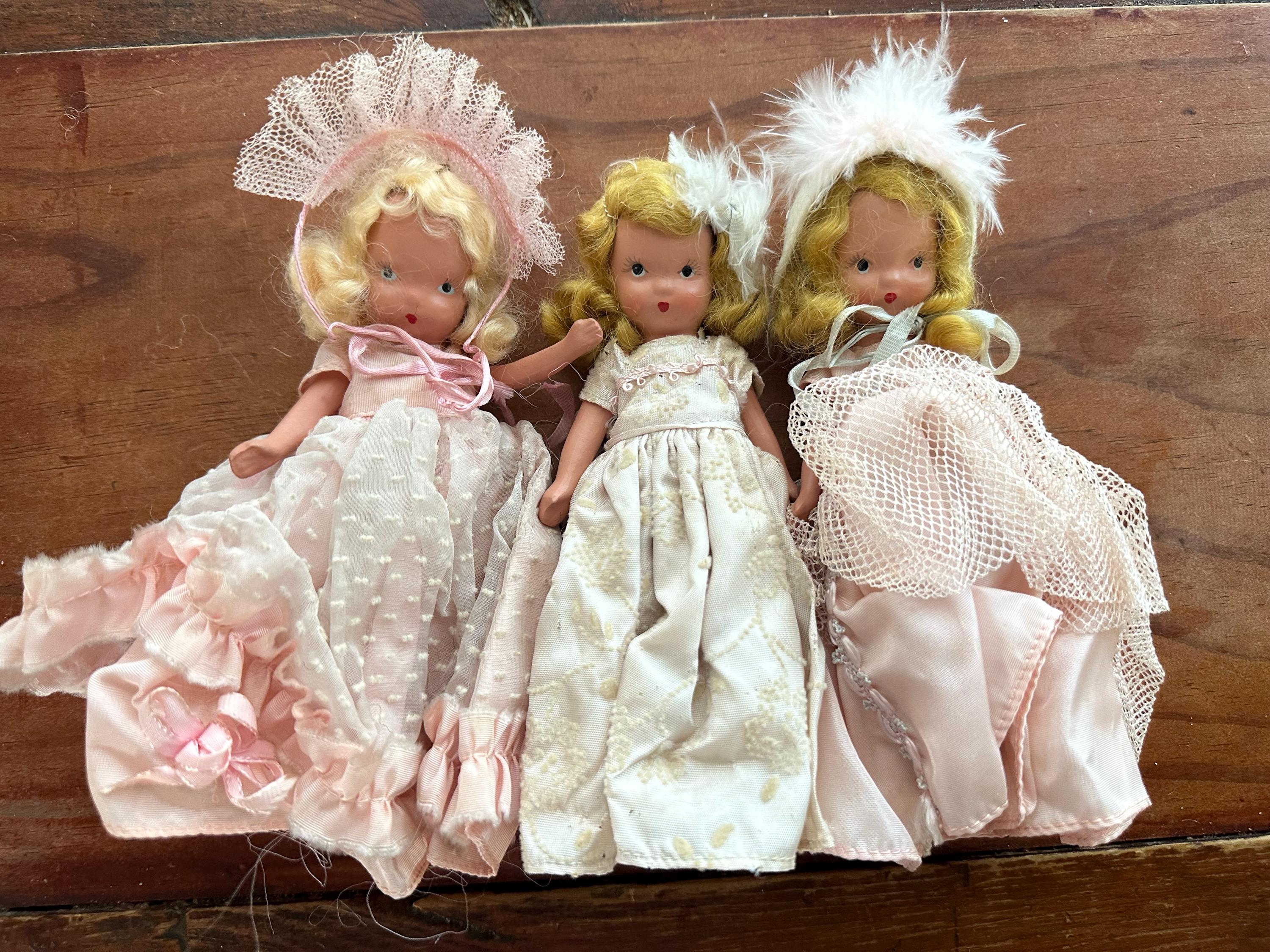 アンティークドール　　３人セット ヴィンテージ ナンシー・アン ストーリーブックドール – 3体セット