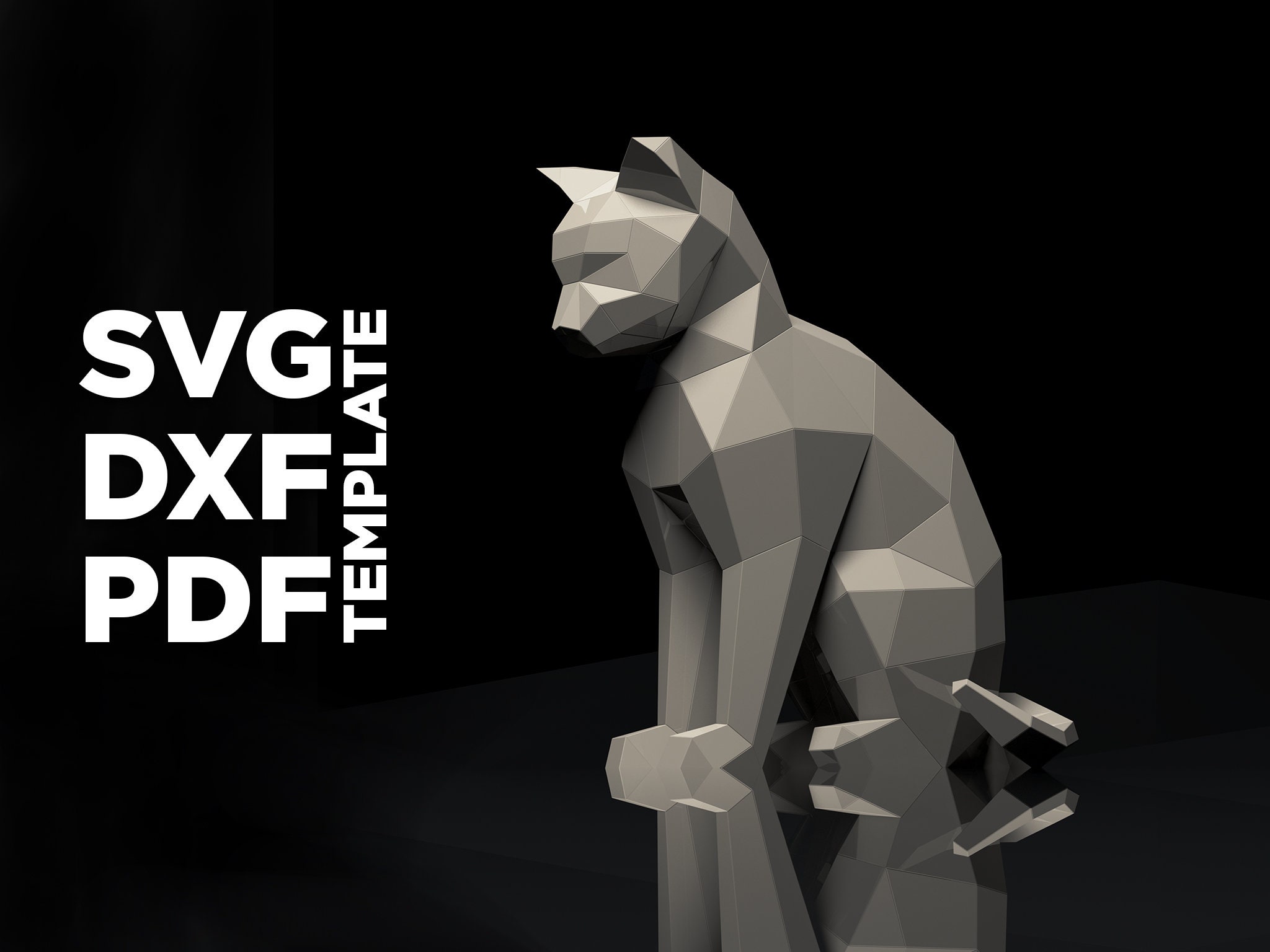 Cat Papercraft 3D SVG DXF Pdf DIY low poly paper crafts decor | Etsy