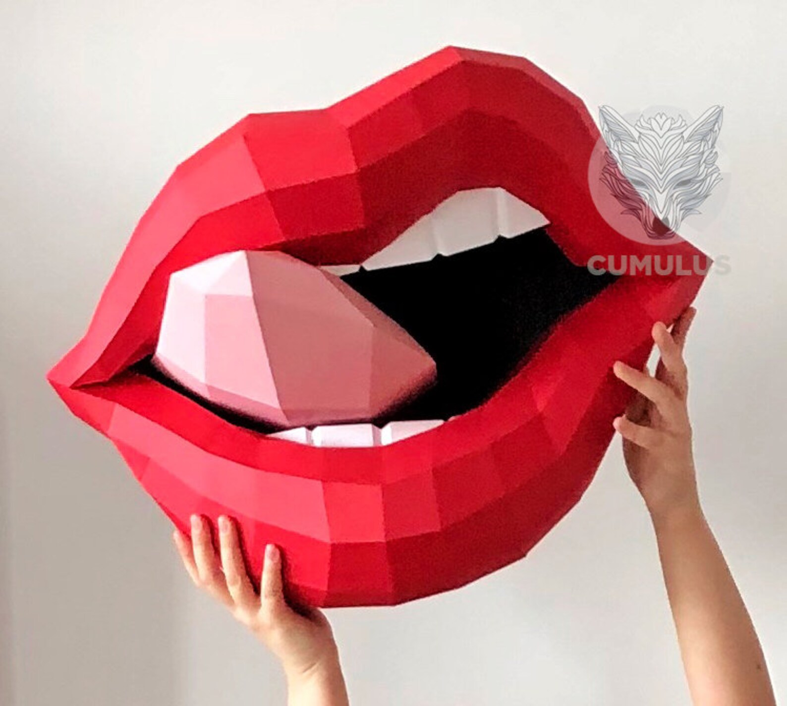 Lips Papercraft 3D DIY low poly Mouth with teeth paper crafts Etsy