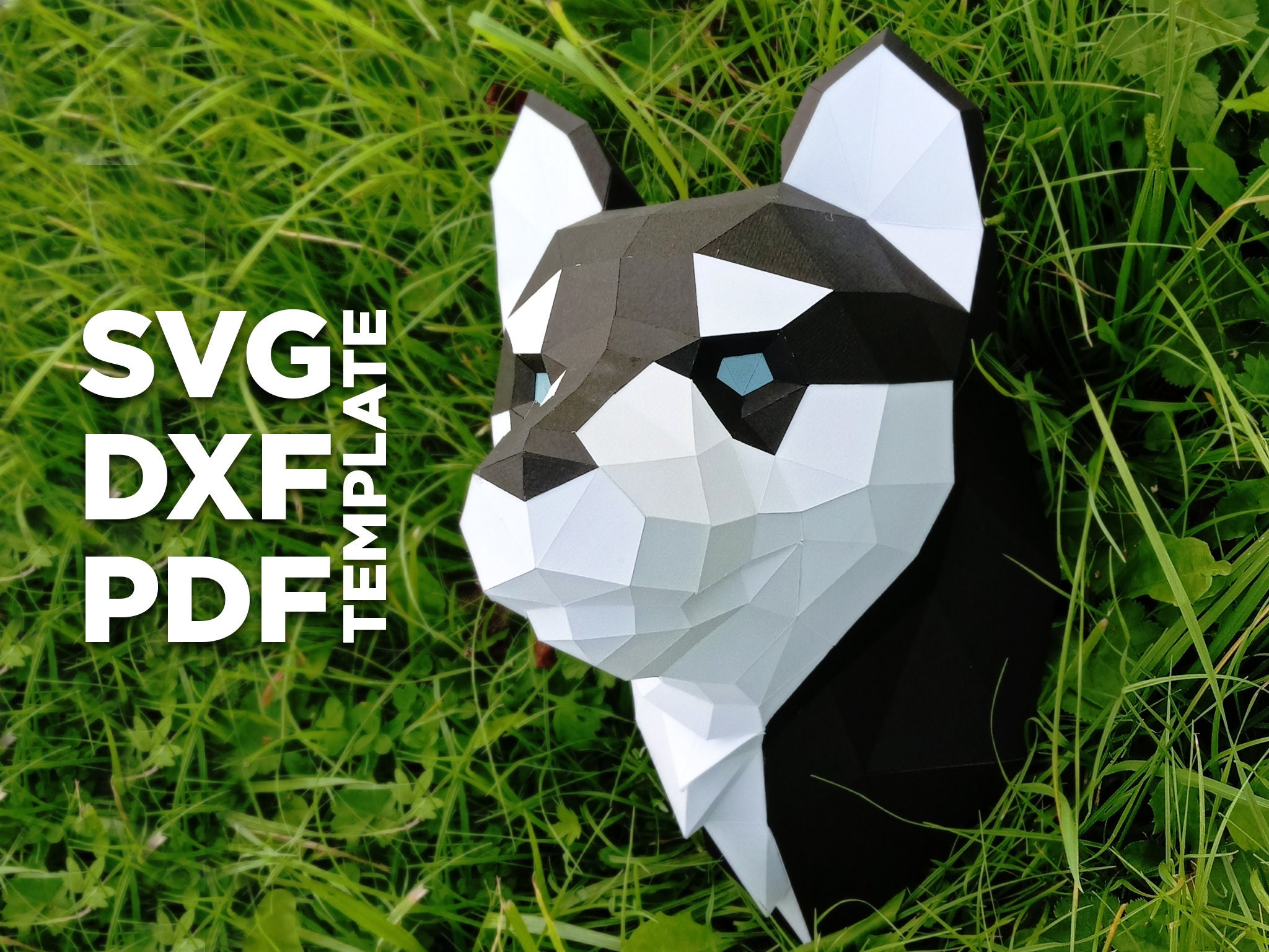 Husky Papercraft 3D SVG DXF Pdf DIY low poly Dog paper crafts | Etsy