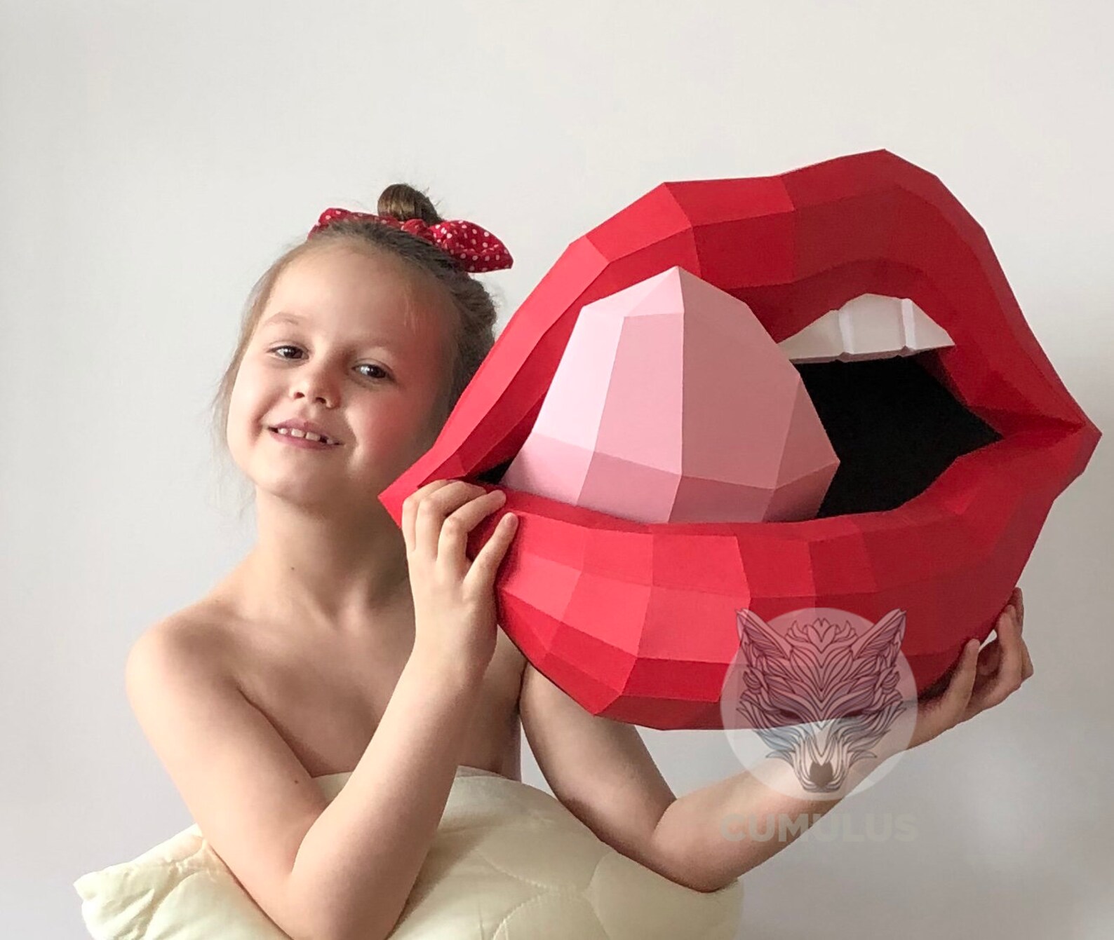 Lips Papercraft 3D DIY low poly Mouth with teeth paper crafts Etsy