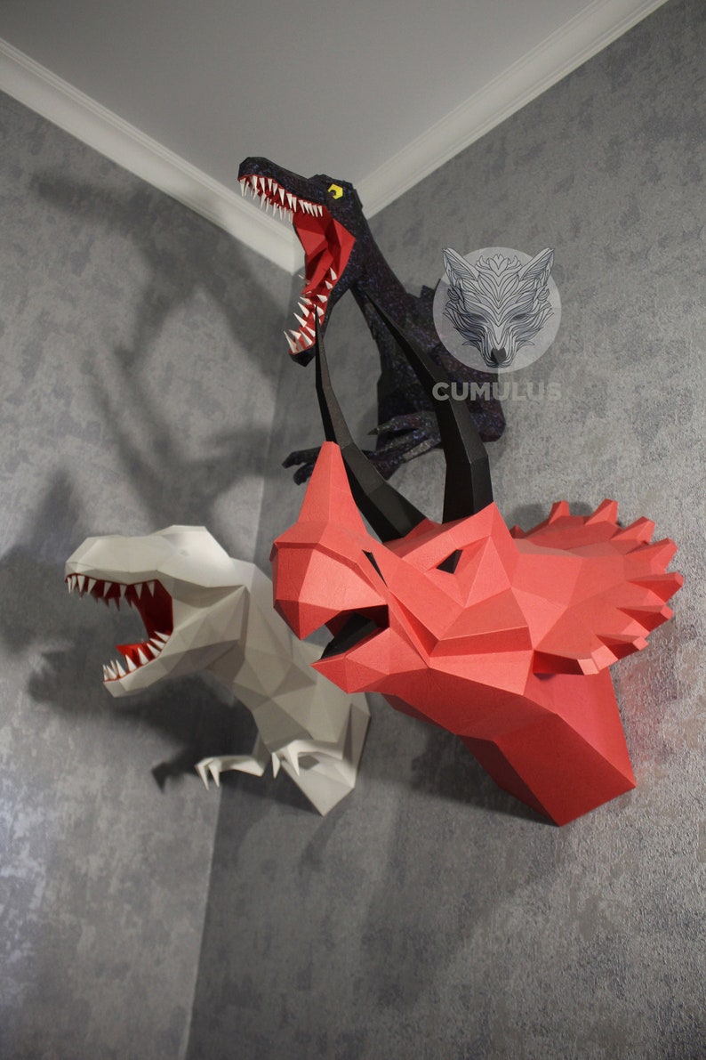 Dinosaur Spinosaurus Papercraft 3D SVG DXF Pdf DIY low poly paper crafts decor model template gift