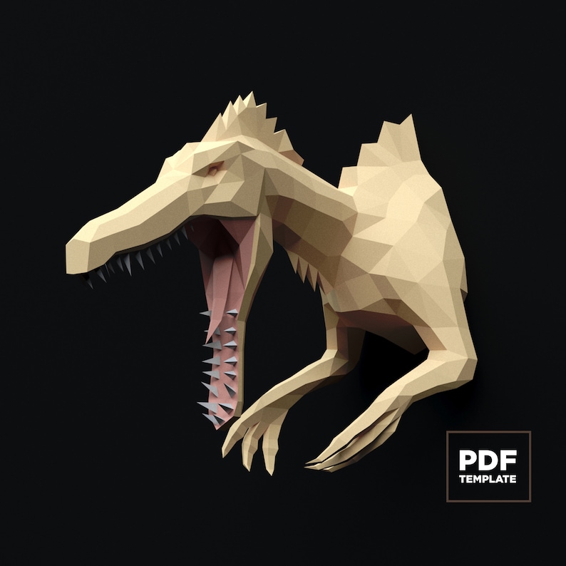 Dinosaur Spinosaurus Papercraft 3D SVG DXF Pdf DIY low poly paper crafts decor model template gift