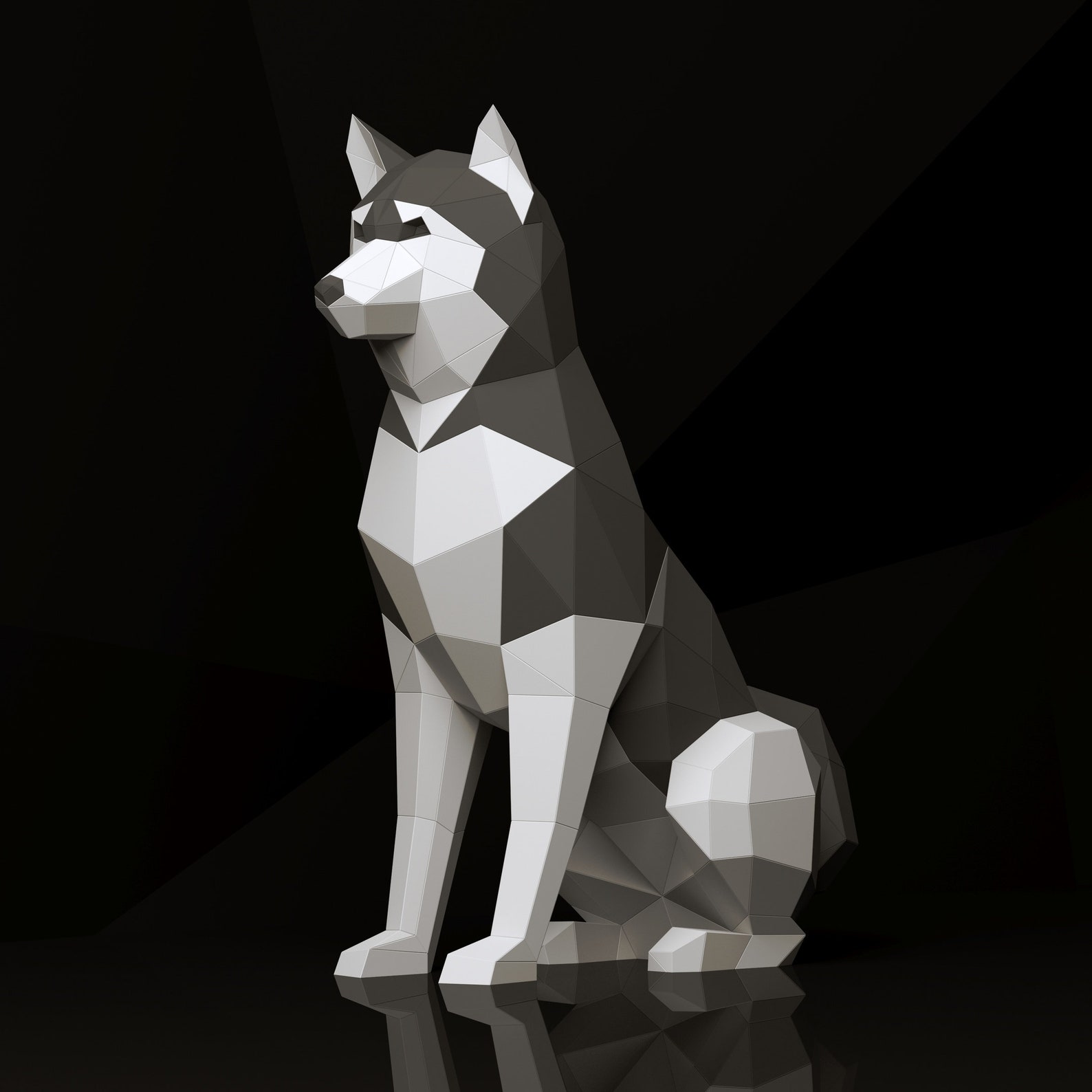 Husky Papercraft Dog 3D SVG DXF Pdf DIY low poly paper | Etsy