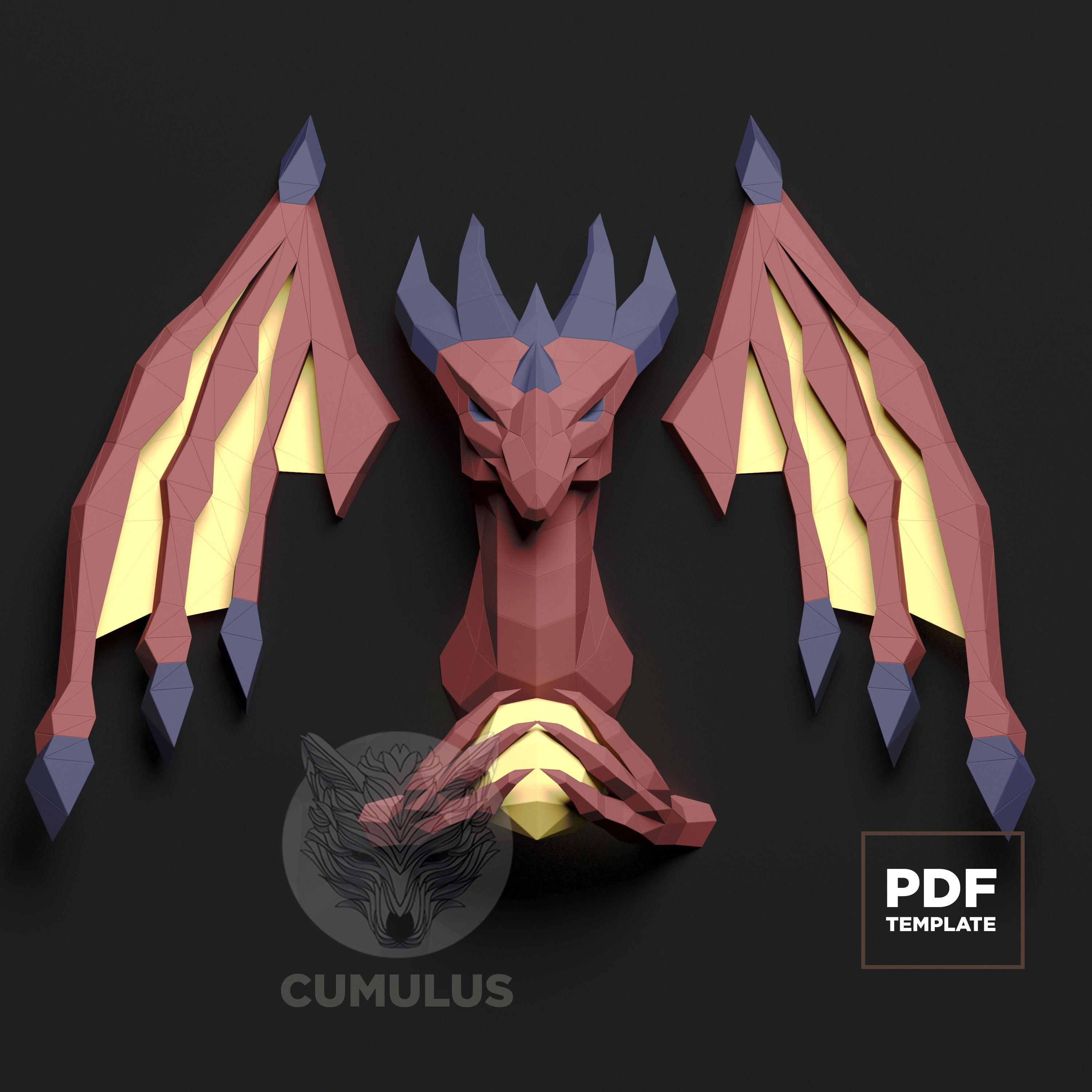Dragon Papercraft 3D SVG DXF Pdf DIY low poly paper crafts | Etsy