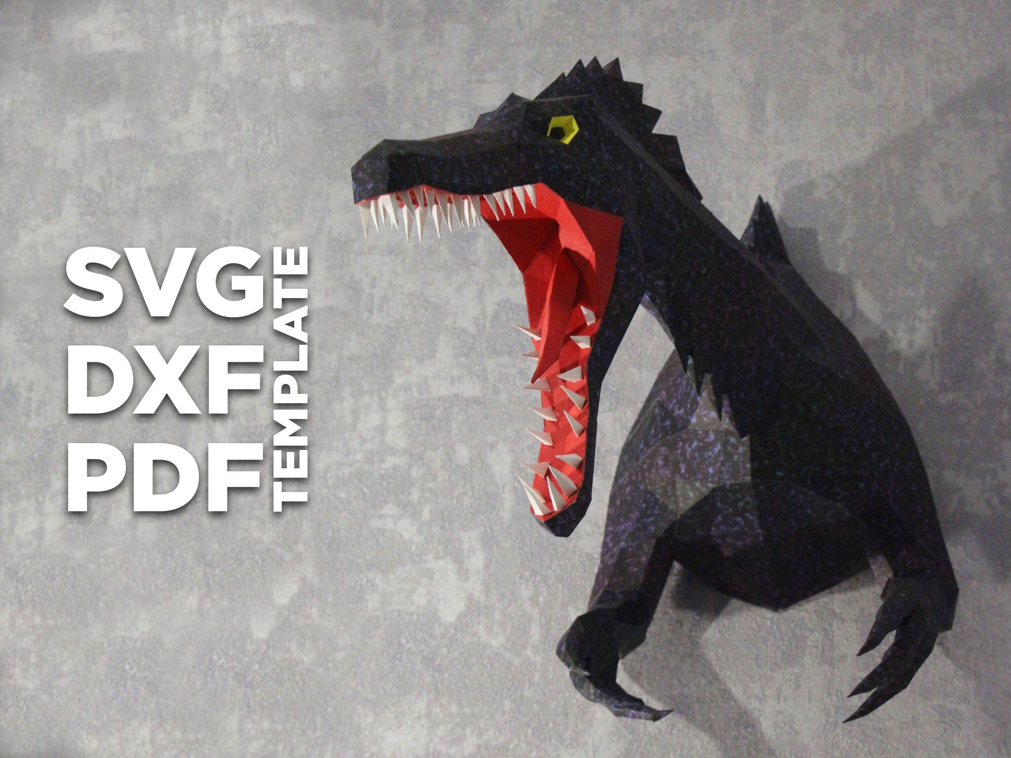 Download Dinosaur Spinosaurus Papercraft 3d Svg Dxf Pdf Diy Low Poly Etsy