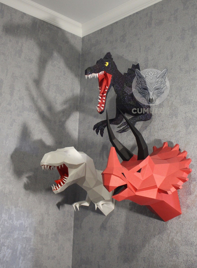 Dinosaur Spinosaurus Papercraft 3D SVG DXF Pdf DIY low poly paper crafts decor model template gift