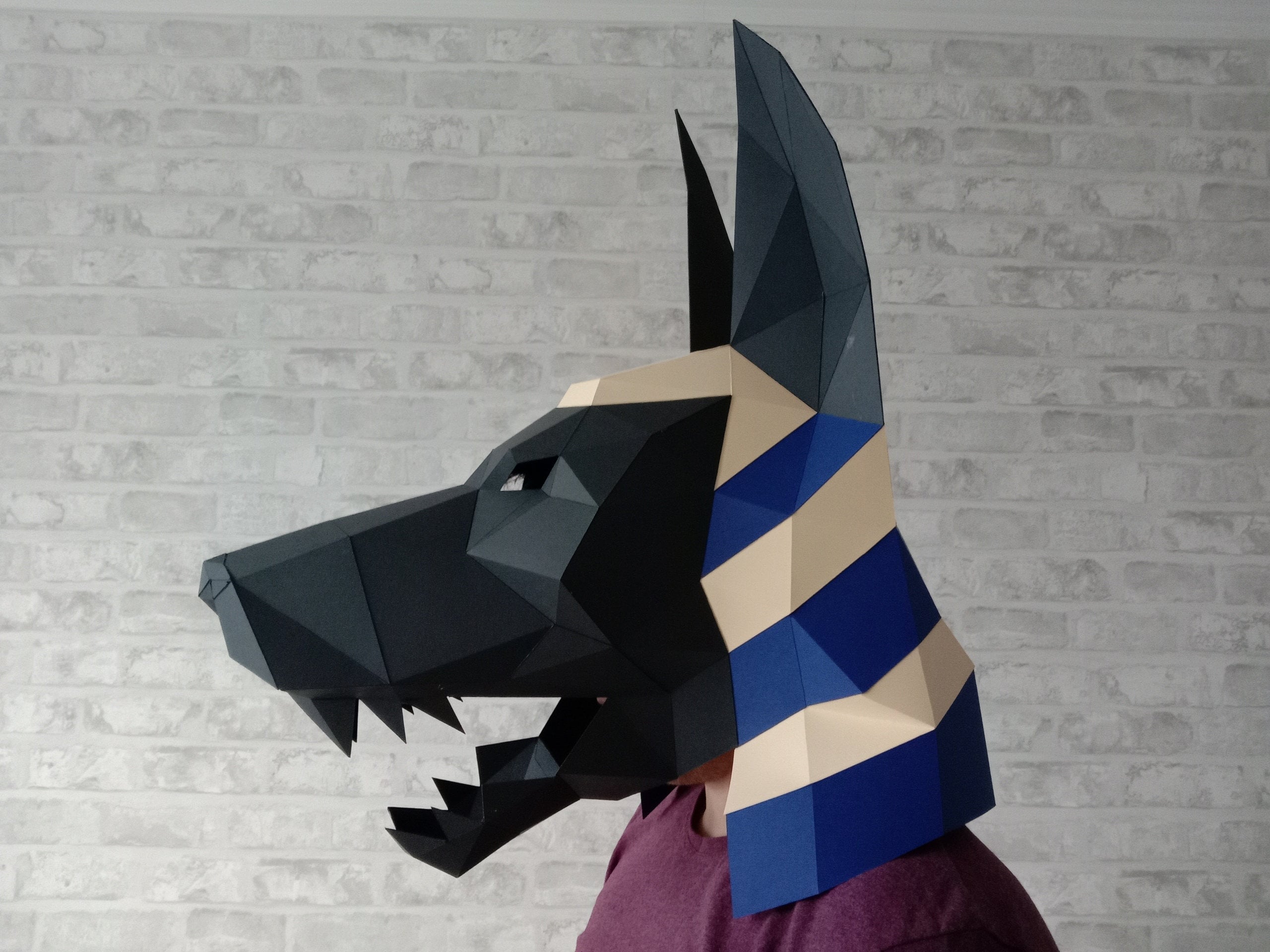 Anubis Mask Papercraft 3D SVG DXF Pdf DIY low poly paper | Etsy