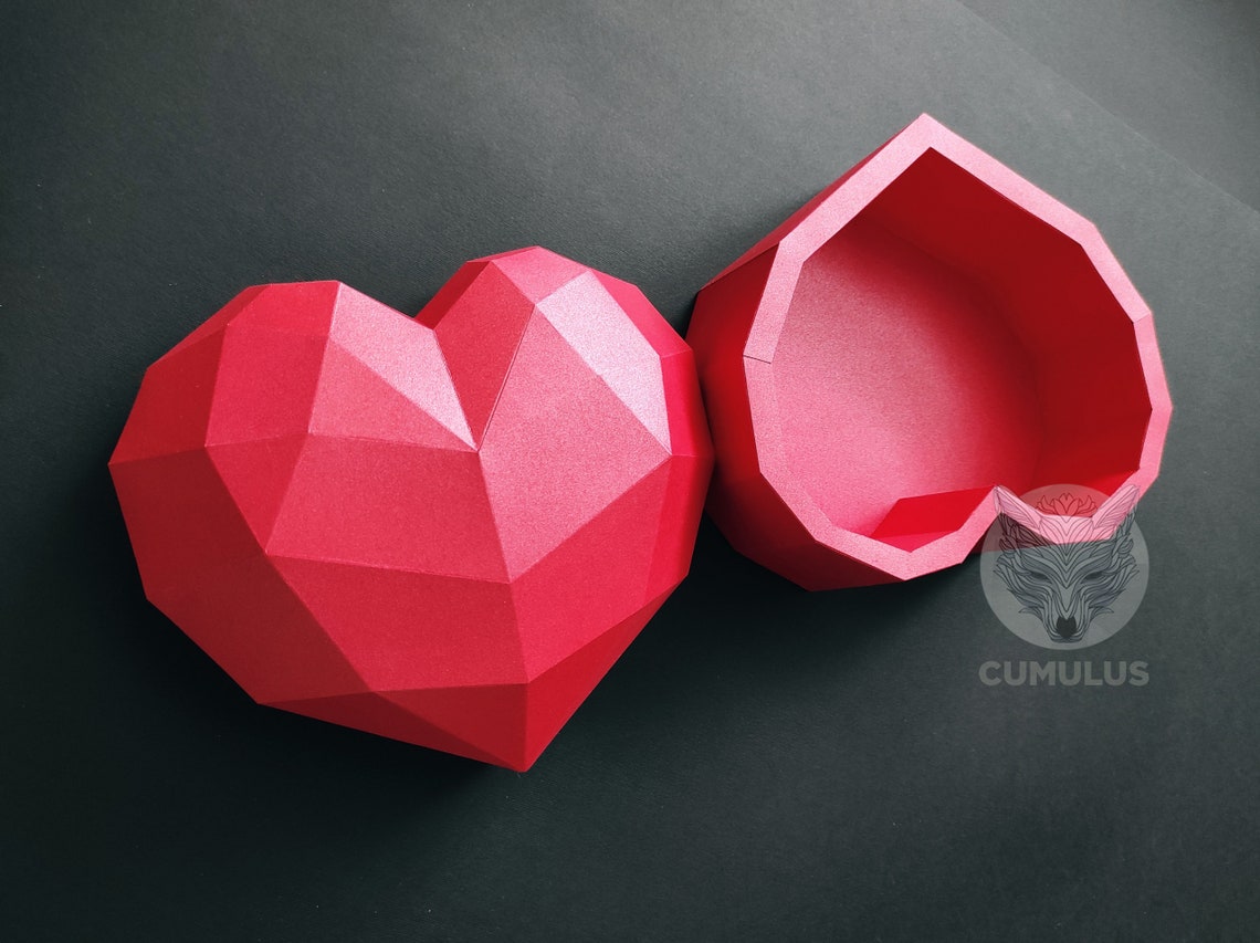 Valentine's Day Papercraft Gift Heart Box SVG DXF Pdf 3D Etsy