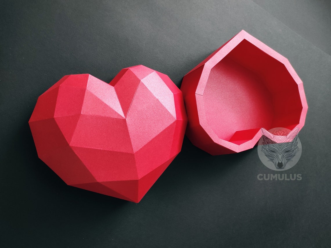 Valentines Day Papercraft T Heart Box Svg Dxf Pdf 3d Etsy