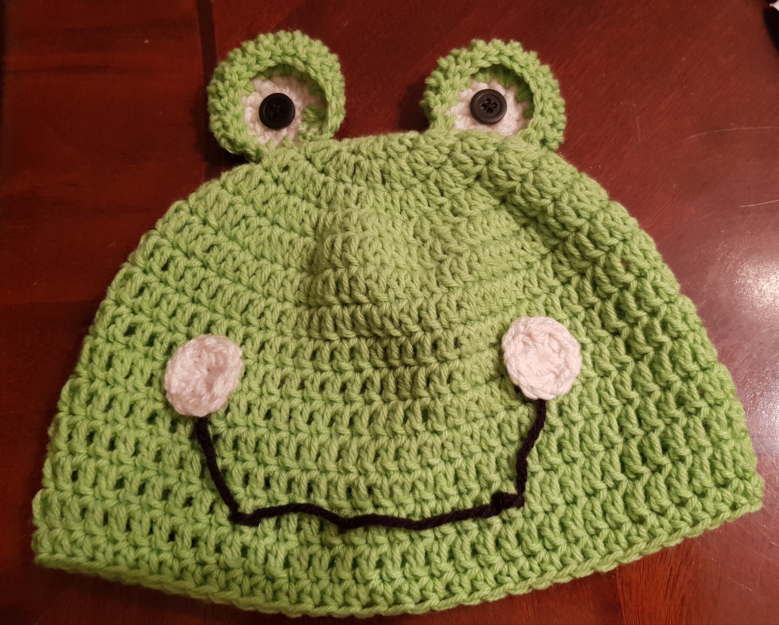crochet frog hat