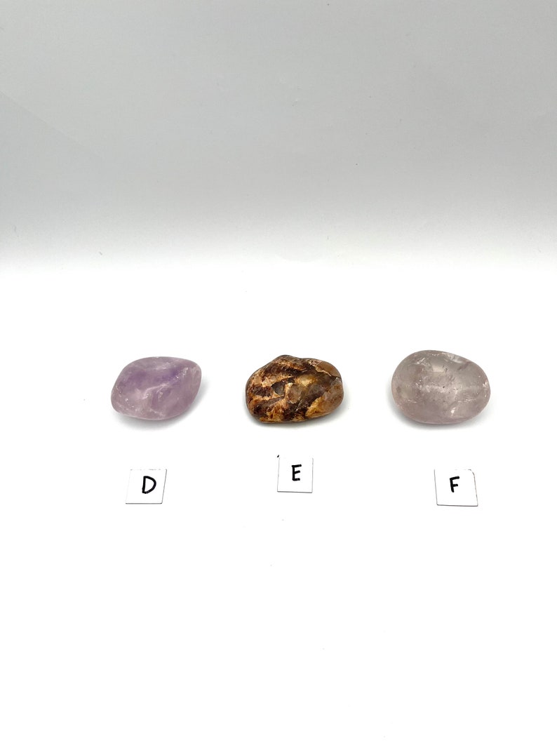 Large Tumbled Crystal Gemstones, palm stone, worry stone, clear quartz, chevron amethyst, amethyst, bronzite, rose quartz image 5