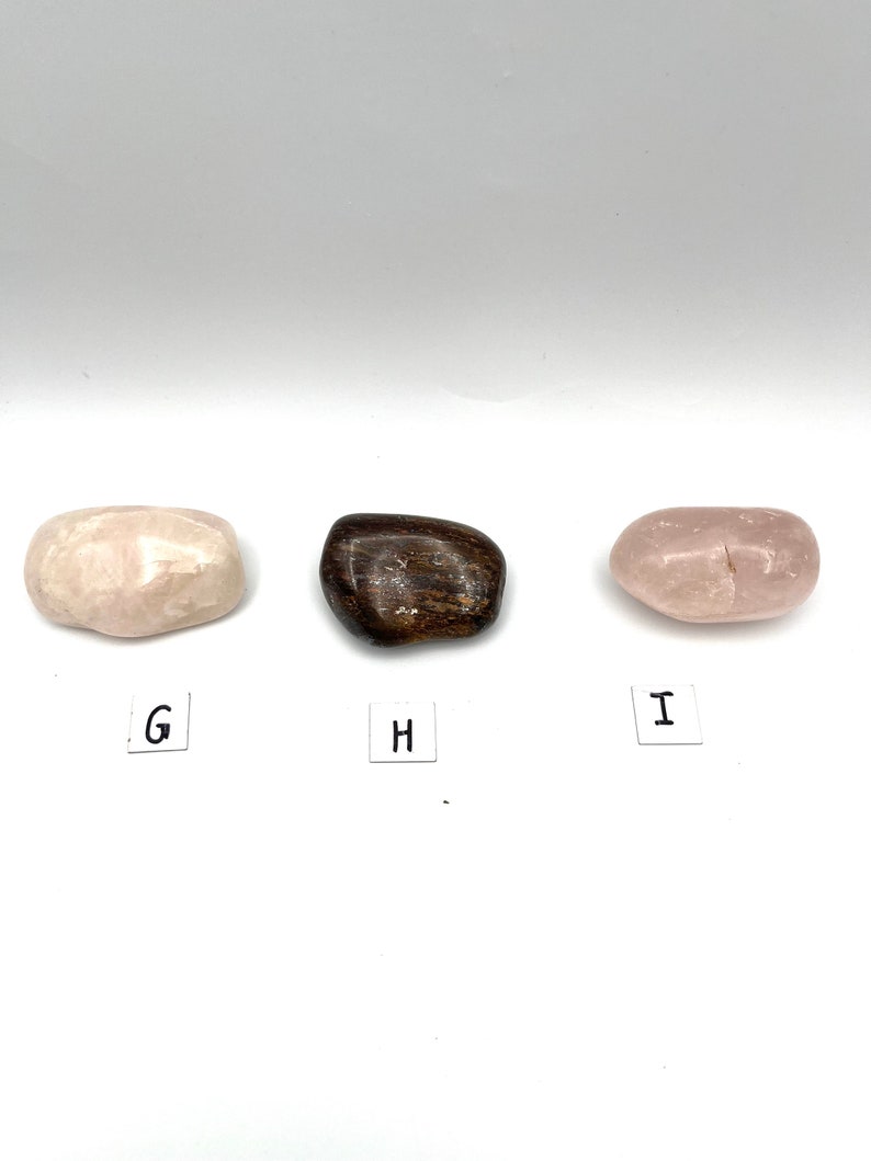 Large Tumbled Crystal Gemstones, palm stone, worry stone, clear quartz, chevron amethyst, amethyst, bronzite, rose quartz image 7