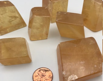 Honey Golden Calcite Freeforms GOLDEN HONEY CALCITE Freeform with rainbows Calcite Crystal with Rainbows