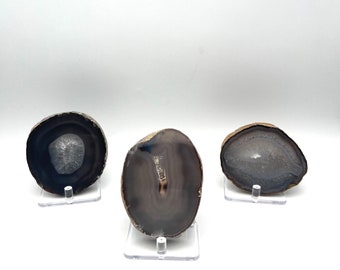 Agate Crystal Slice, quartz agate slice, with stand THICK AGATE SLICE dendritic agate, druzy, blue agate