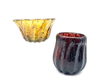 Hand Glass Blown Vessels, Red and Gold, Fancy Glass Blown Items, home or functional decoration