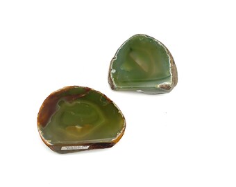 Standing, One Polished Face AGATE CRYSTAL SLICE , Green Agate Slice