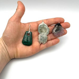 Malachite and Stalactite Crystal Pendants, Malachite Polished Gemstone, Stalactite Polished Raw Gemstone, Crystal Jewelry