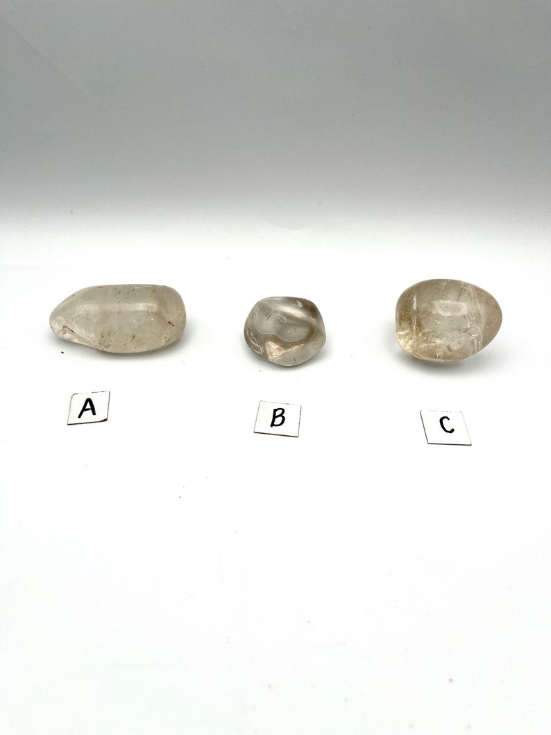 Large Tumbled Crystal Gemstones, palm stone, worry stone, clear quartz, chevron amethyst, amethyst, bronzite, rose quartz image 3