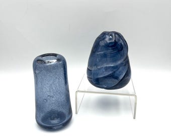 Pale Steel Blue Glass Bud Vase, Home Decor, Dorm Room Decor