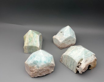 Caribbean Calcite Semi Polished , Semi Raw Short Tower Crystal