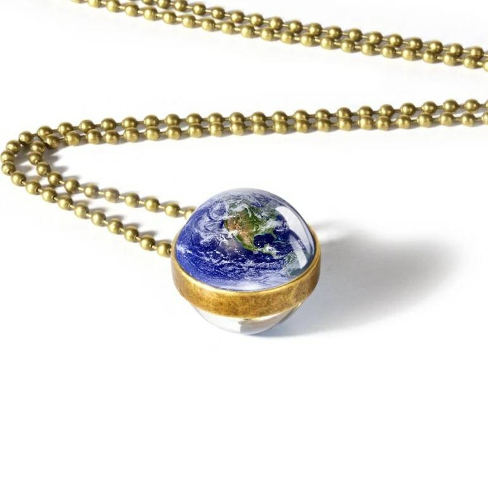 Earth Necklace Astronomy Necklace Pendant Chain Jewelry Etsy