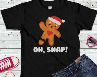 Oh, Snap Gingerbread Man Christmas grappig T-shirt, grappig kerst-T-shirt, familie kerst-T-shirt, T-shirt uniseks met korte mouwen