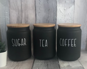 Storage decals, storage labels, organising decals, organising labels, kitchen storage, tea coffee sugar labels