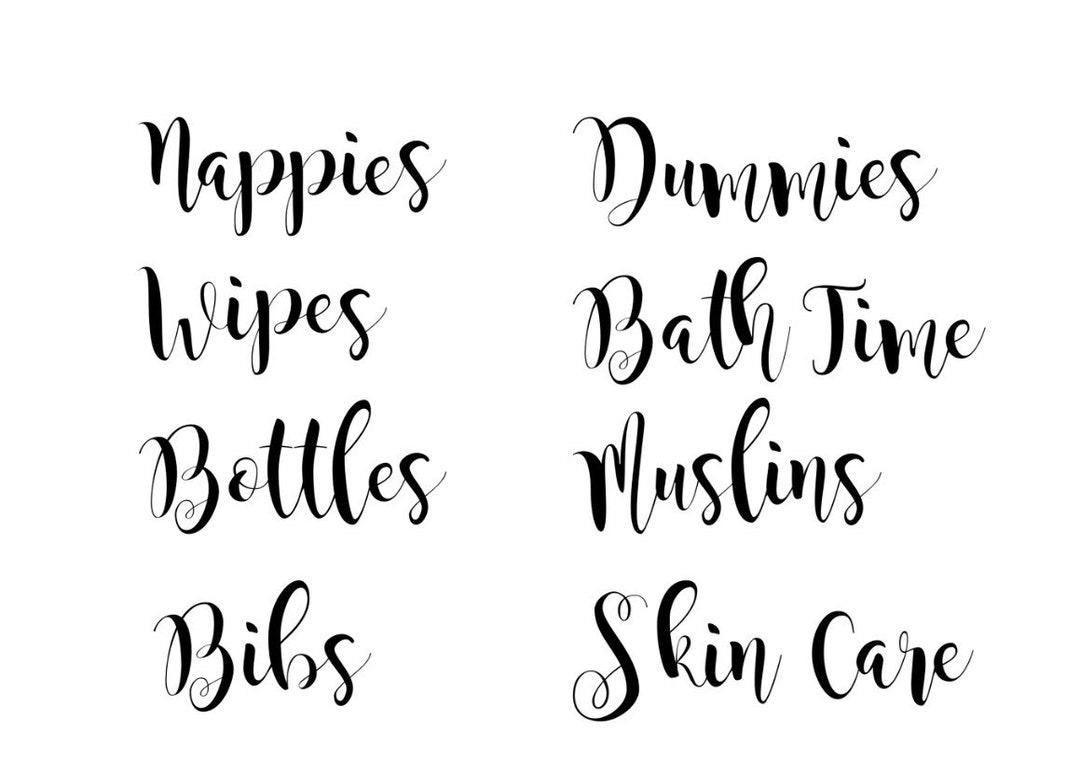 Baby Set Labels, Storage Labels, Organising Labels, Vinyl Labels, DIY