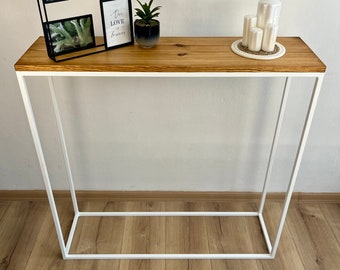 Console Table white, Entryway table, Narrow console table, Steel & wood console table, Entrance console table, Side console table,