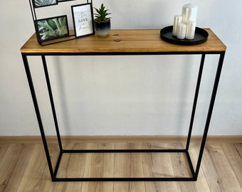 Console Table black, Entryway table, Narrow console table, Steel & wood console table, Entrance console table, Side console table,