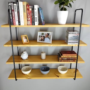 Floating shelves black, Floating shelf metal wood, Wall hanging shelf, Wall shelves, Display shelf, Book shelves, Book shelf, Wooden shelf image 4