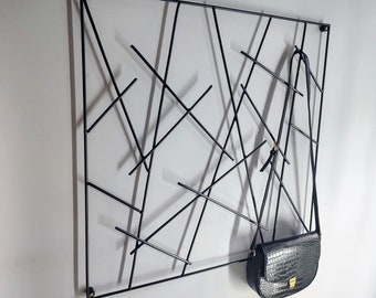 Coat rack wall mounted, Modern coat rack, Clothers rack black, Metal coat rack, Clothing rack, Coat hanger, Coat rack panel, Key holder