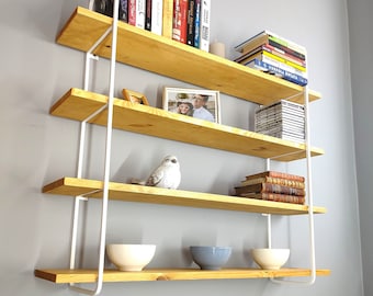 Floating shelves white, Floating shelf metal wood, Wall hanging shelf, Wall shelves, Display shelf, Book shelves, Book shelf, Wooden shelf