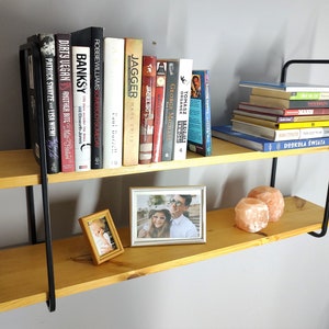 Floating shelves black, Floating shelf metal wood, Wall hanging shelf, Wall shelves, Display shelf, Book shelves, Book shelf, Wooden shelf image 9