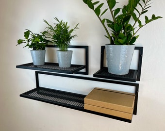 Floating shelves black, Floating shelf metal, Wall hanging shelf, Wall shelves, Display shelf, plant shelves, flower shelf, steel shelf