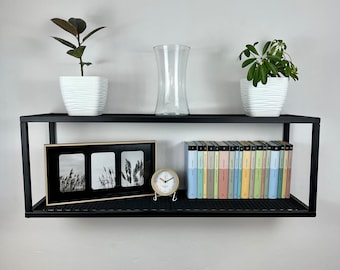 Floating shelves black, Floating shelf metal, Wall hanging shelf steel, Wall shelves, Display shelf, Book shelf, Wall Organizer, Storage