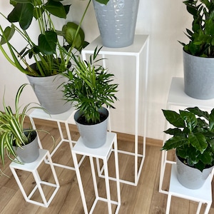 Plant stand white, Flower stand, Plant shelves, Plant holder, Plant rack, Tall flower rack, Pot holder, Flower rack, metal, indoor, outdoor image 2