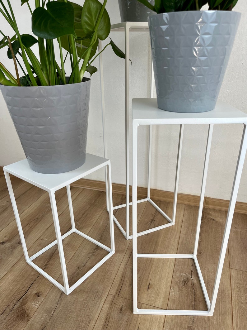 Plant stand white, Flower stand, Plant shelves, Plant holder, Plant rack, Tall flower rack, Pot holder, Flower rack, metal, indoor, outdoor image 5