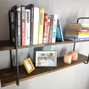 Floating shelves black, Floating shelf metal wood, Wall hanging shelf, Wall shelves, Display shelf, Book shelves, Book shelf, Wooden shelf image 5