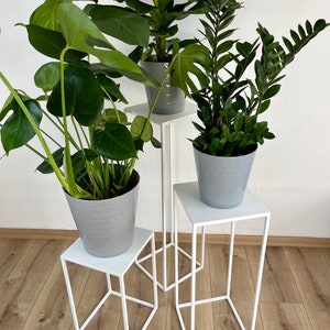 Plant stand white, Flower stand, Plant shelves, Plant holder, Plant rack, Tall flower rack, Pot holder, Flower rack, metal, indoor, outdoor image 3
