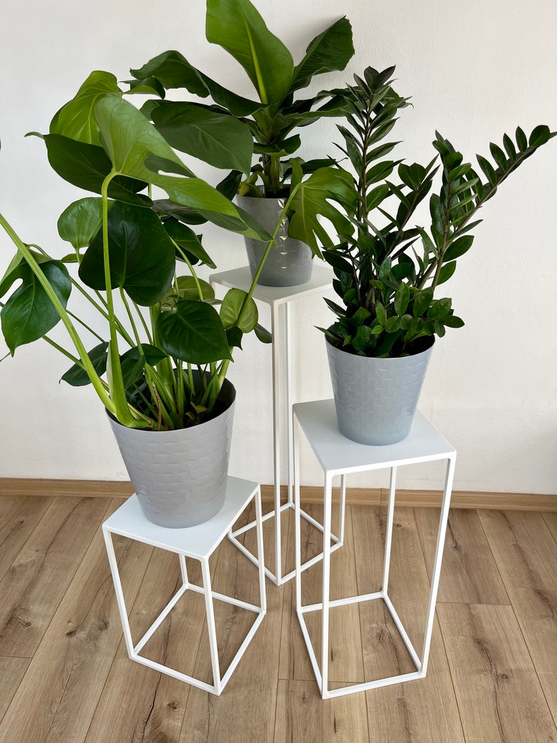 Plant stand white, Flower stand, Plant shelves, Plant holder, Plant rack, Tall flower rack, Pot holder, Flower rack, metal, indoor, outdoor image 3