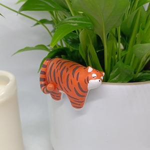 Handgemaakte tijger plantenpothanger, schattige dieren grote kat plantdecoratie, kawaii urban jungle decor