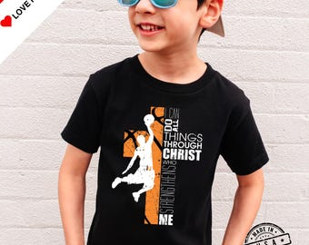 Camiseta de baloncesto para niños, camisetas cristianas bíblicas para jóvenes, regalos de Filipenses 4:13, Todo lo puedo en Cristo, regalos de baloncesto para adolescentes.