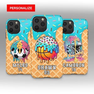 Personalisierte Ice Cream Drip iPhone Hülle: Basketball, Baseball, Fußball, Football, Softball - Spieler Geschenke, Team, Fans, Teen Boys - Handyhülle