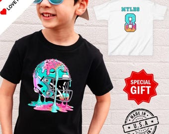 Personalized Football Birthday Shirt With Name, Number, Age, Custom Football Drip Shirt, Unique Football Gifts For Boys, Youth, Teen, Kids